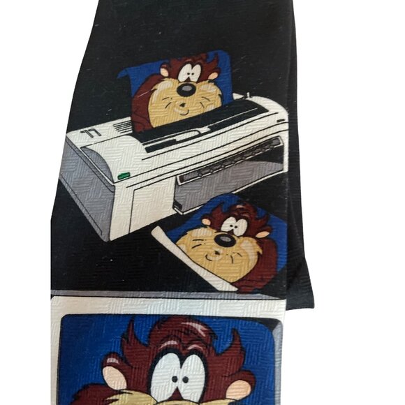 vtg Looney Tunes TM 1997 Warner Bros Office Tie Polyester Korea typewriter copie - Picture 4 of 6